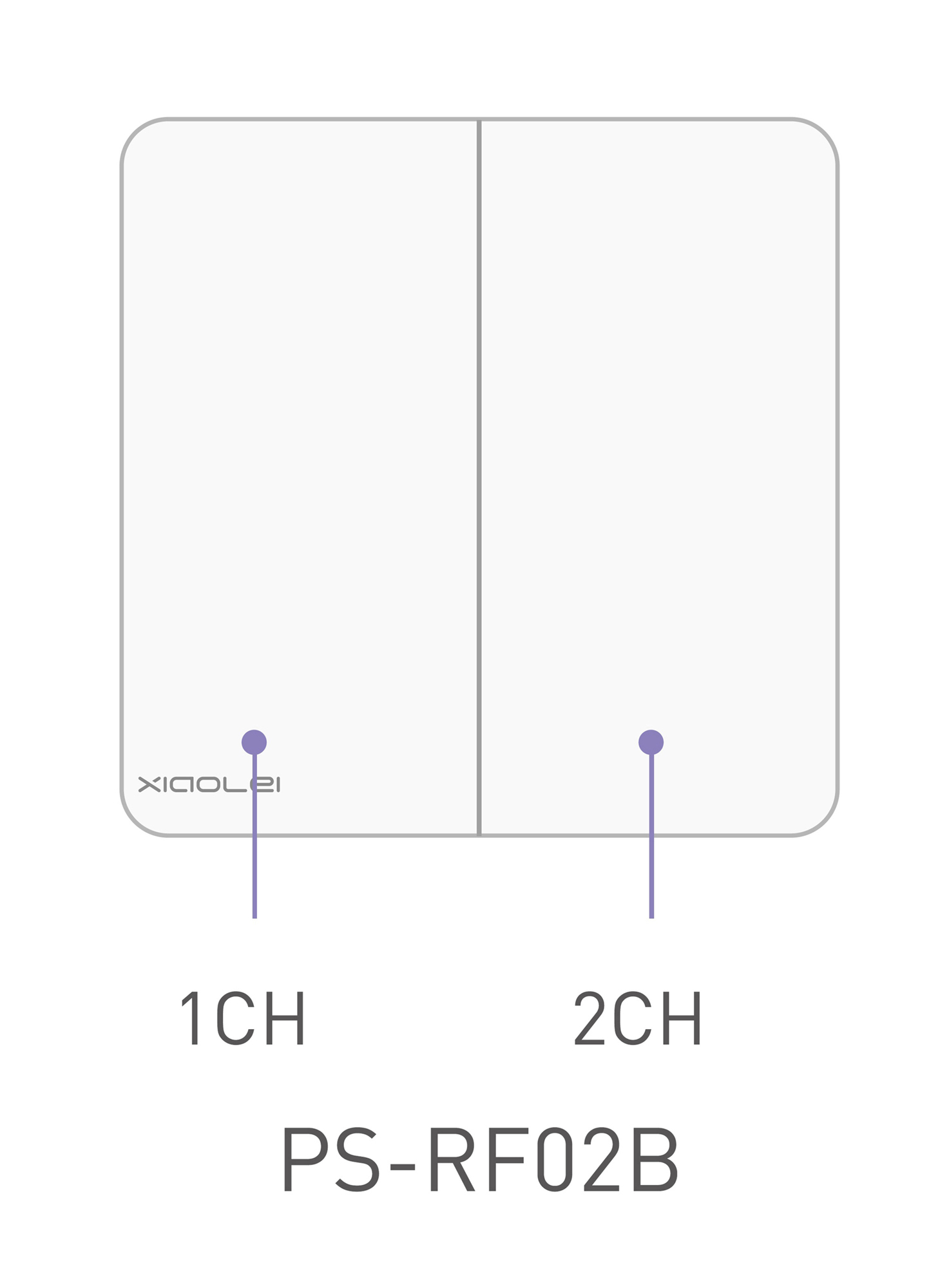 Wireless Push switch 2 channel , 3Vdc battery, RF2.4GHz protocol, Programmable keys, Switch Dimming, IP20. PS-RF02B  LTECH Touch Panel
